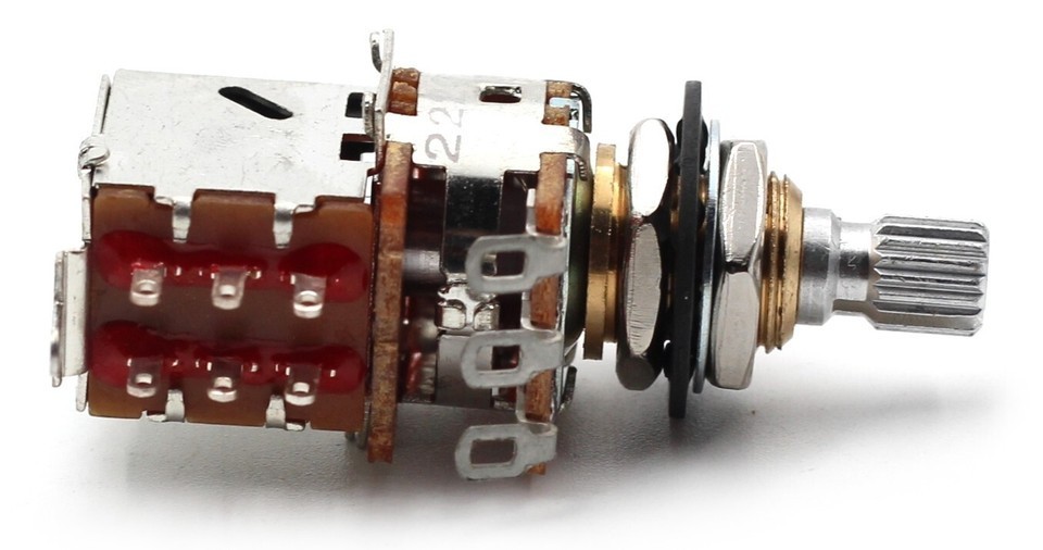 Bourns 500K Pot 3/8” Short Split Shaft Audio Taper DPDT Push/Pull Switch “New”