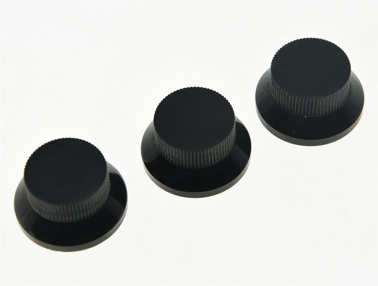 3pcs Black Metal ST Knobs Top Hat Bell Guitar Bass Knob for 5.8mm Pots