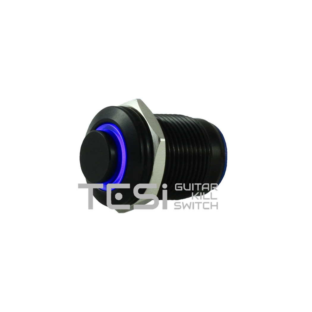 Tesi POCO 12MM LED Momentary Push Button Guitar Kill Switch Black/Blue