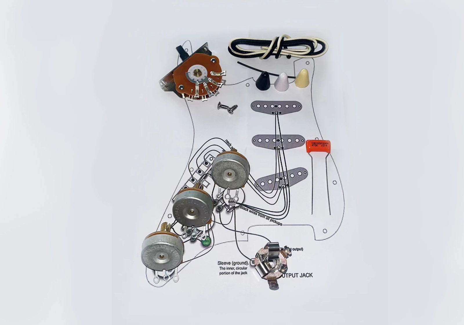 Orange Drop Cap + Solder Wire Guitar Potentiometer Copper Shaft Wiring Kit