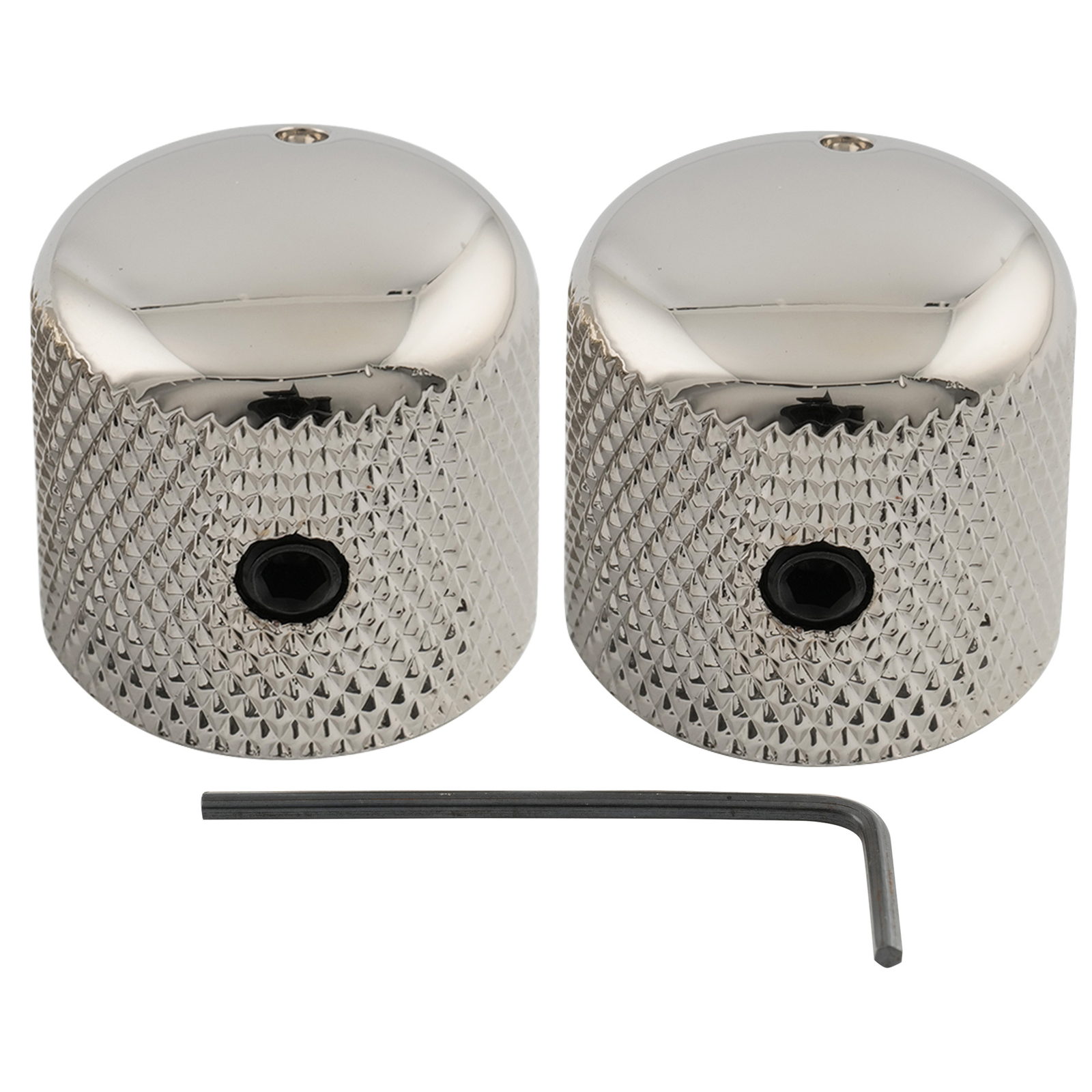 Musiclily Pro 2Pcs Nickel 1/4″ Steel Knurled Dome Universal Guitar Control Knobs