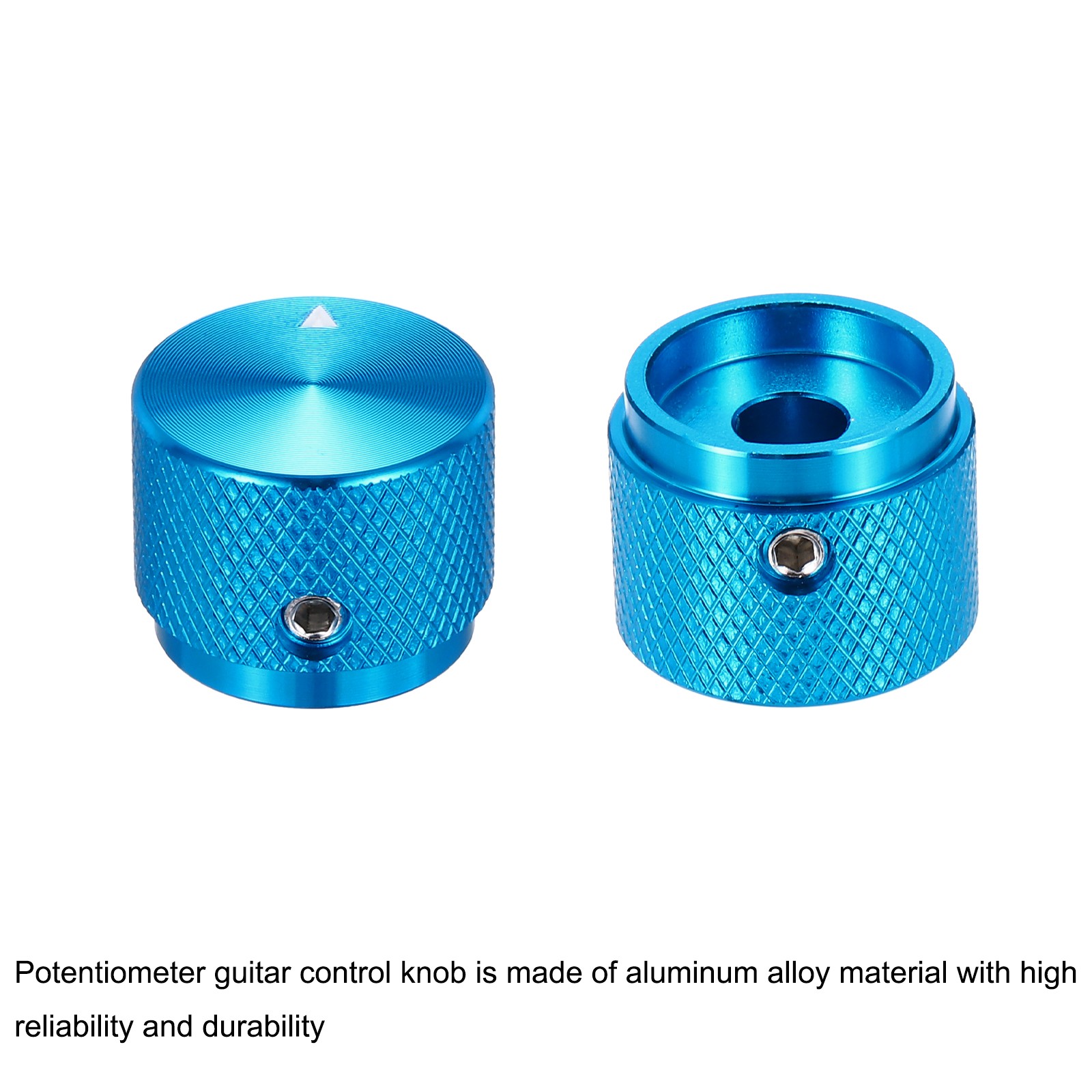 4 Pcs Aluminium Potentiometer Knobs,Arrow Indicator, 3/5″ Blue(20×15.5mm)
