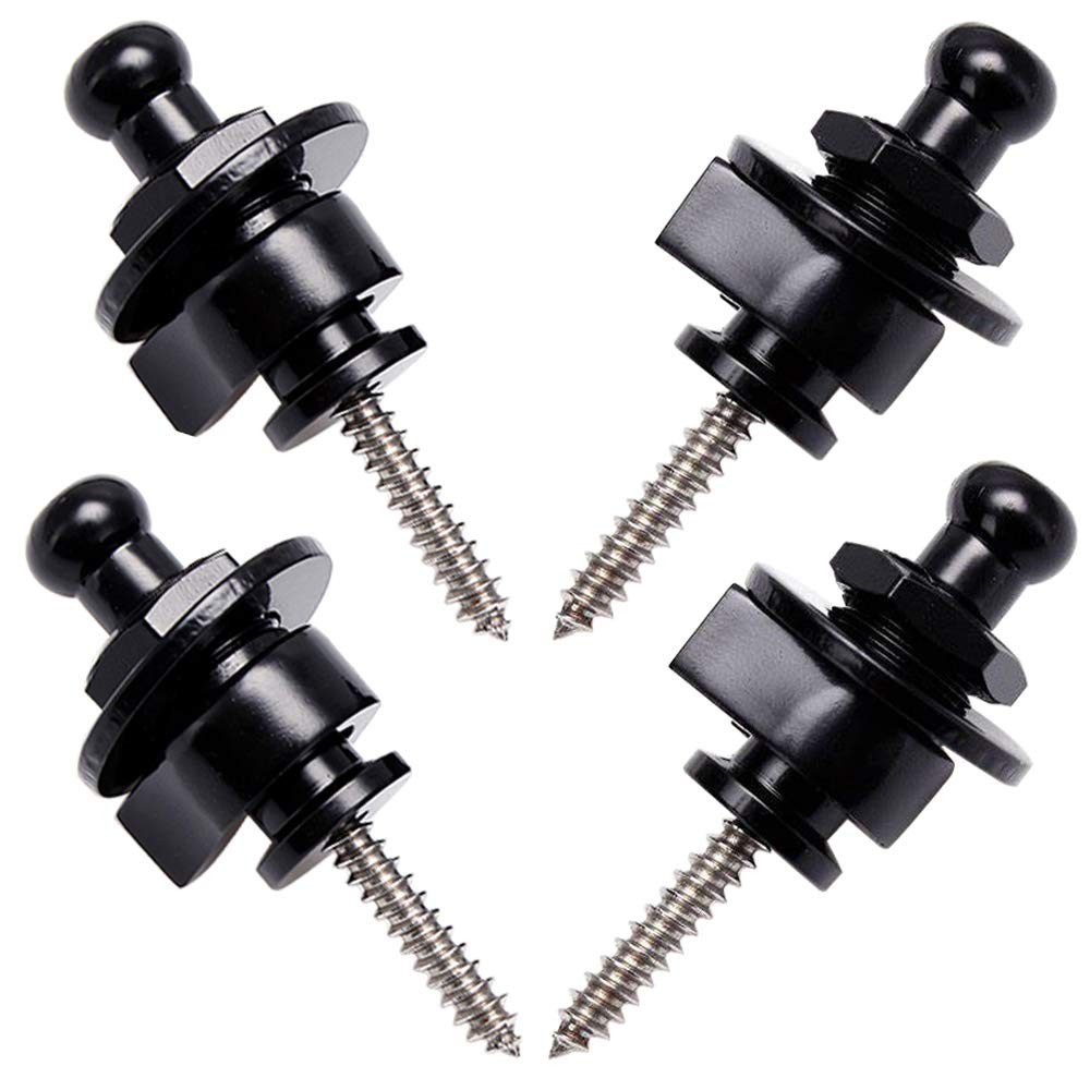 Wolfride 4 PCS Guitar Strap Locks and Buttons Security Quick Release Black a