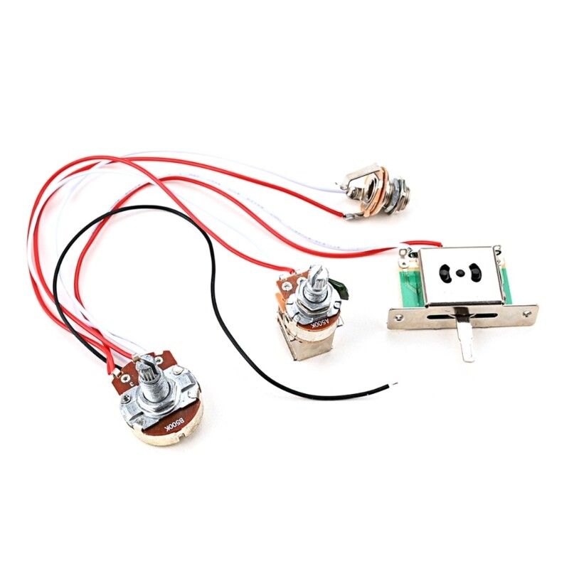 Guitar Wiring Harness 3 Way A500K 1V 1T and Jack Prewired Guitar Wiring Hareness