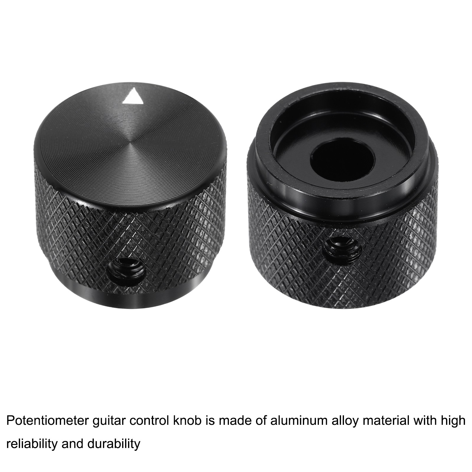 2 Pcs Aluminium Knobs, 6.4mm IDx20mm ODx15.5mm, Arrow Indicator, Black
