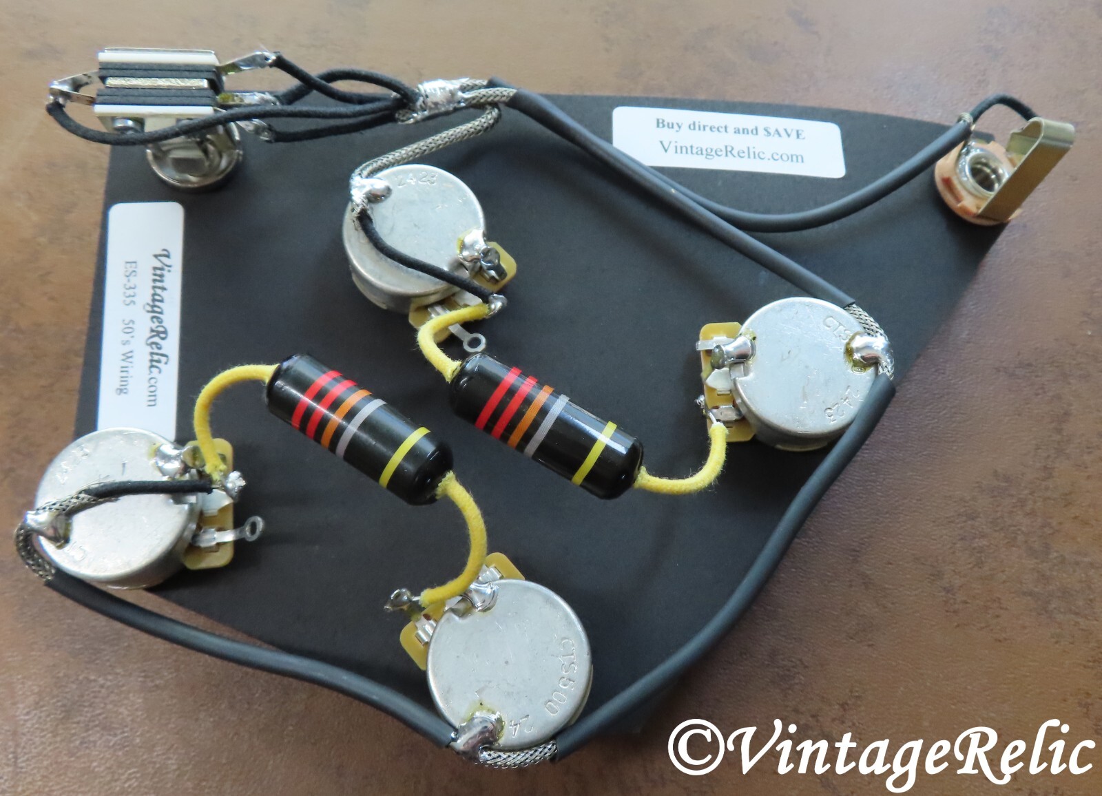 ES-335 Pre-wired Harness Bumblebee Oil Caps CTS fit Gibson Historic Vintage 330