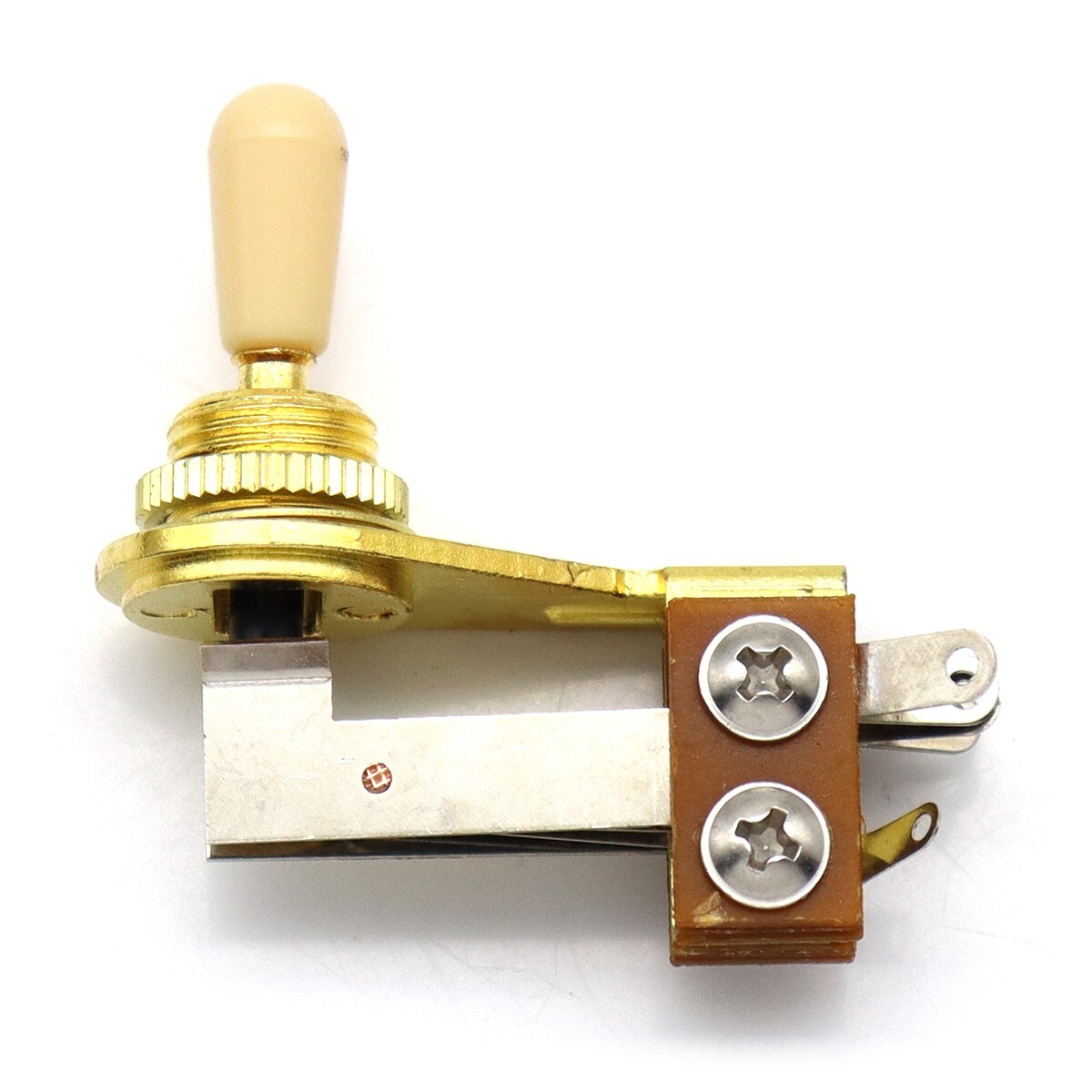 1x Metric 3-Way Right Angle Toggle Switch L-Type Pickup Selector Gold Cream Tip