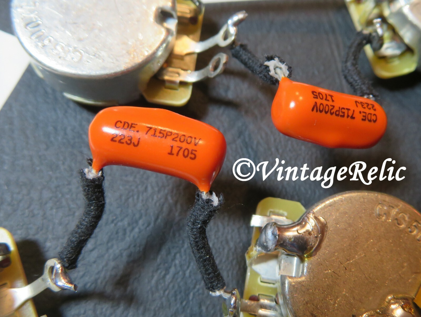 Wiring Kit Orange Drop .022uF Caps CTS 550k LONG SHAFT pots for Gibson Les Paul