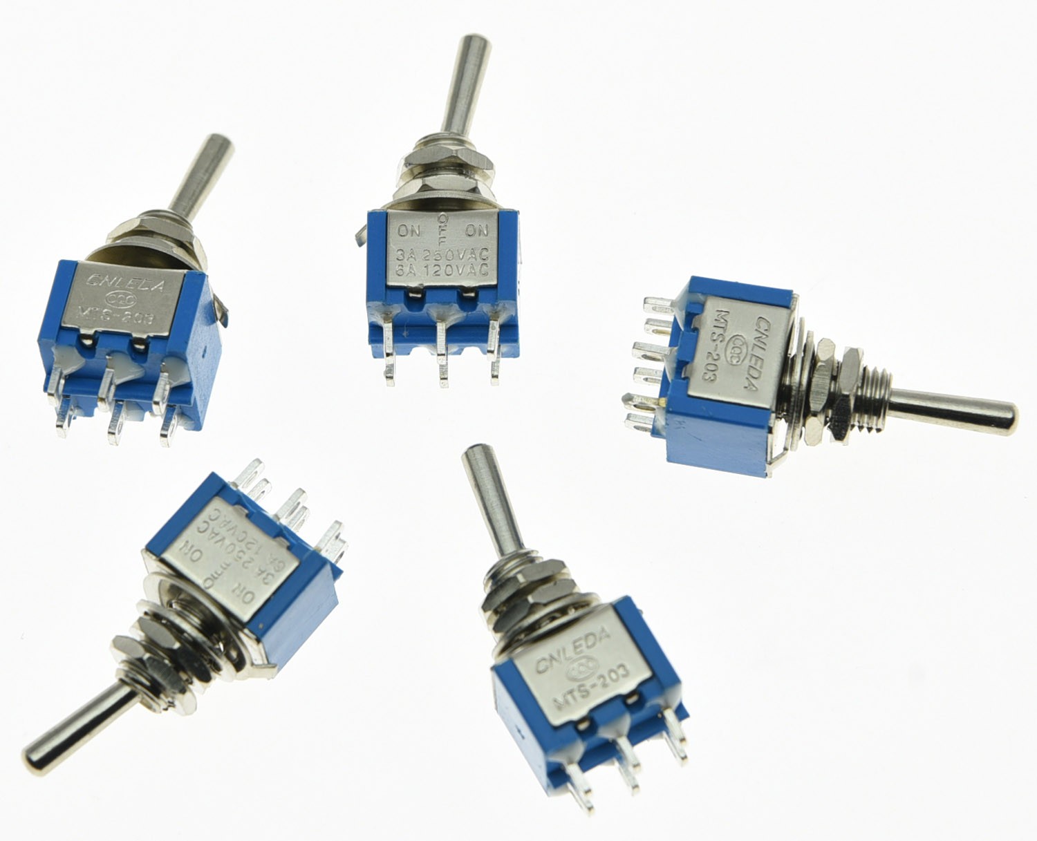 Pack of 10 Blue Guitar Toggle Switches DPDT 6 Pin 3 Way ON/OFF/ON Mini Switch