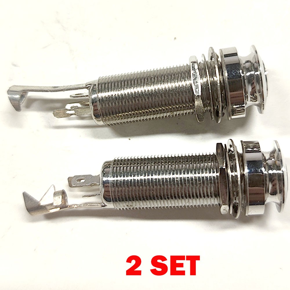2x 1/4″ 6.35mm Copper Stereo Guitar End Pin Jack With & Without Strap Groove NEW