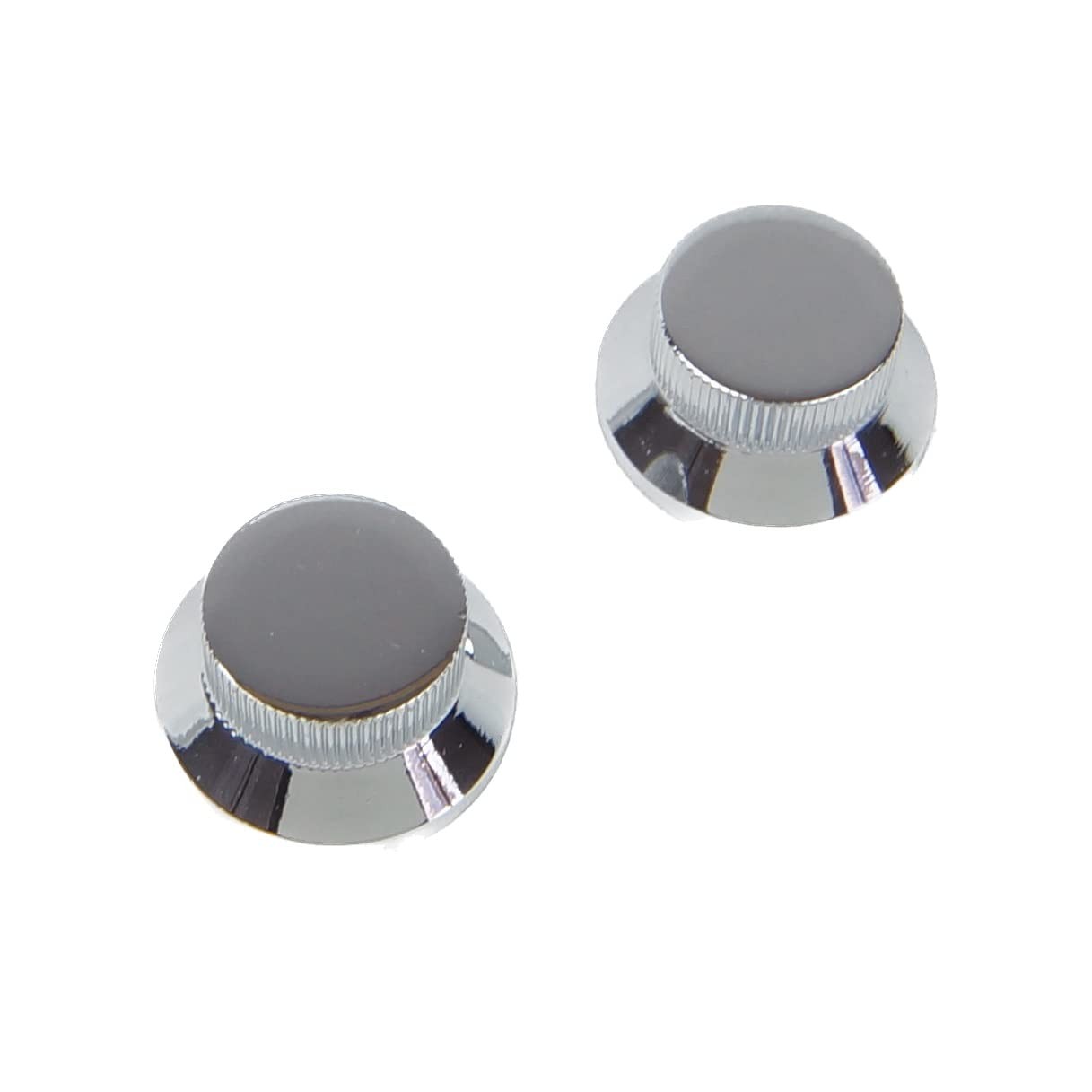 2X Metal Heavy-Duty Top Hat Style Guitar Knobs No-Mark, Chrome