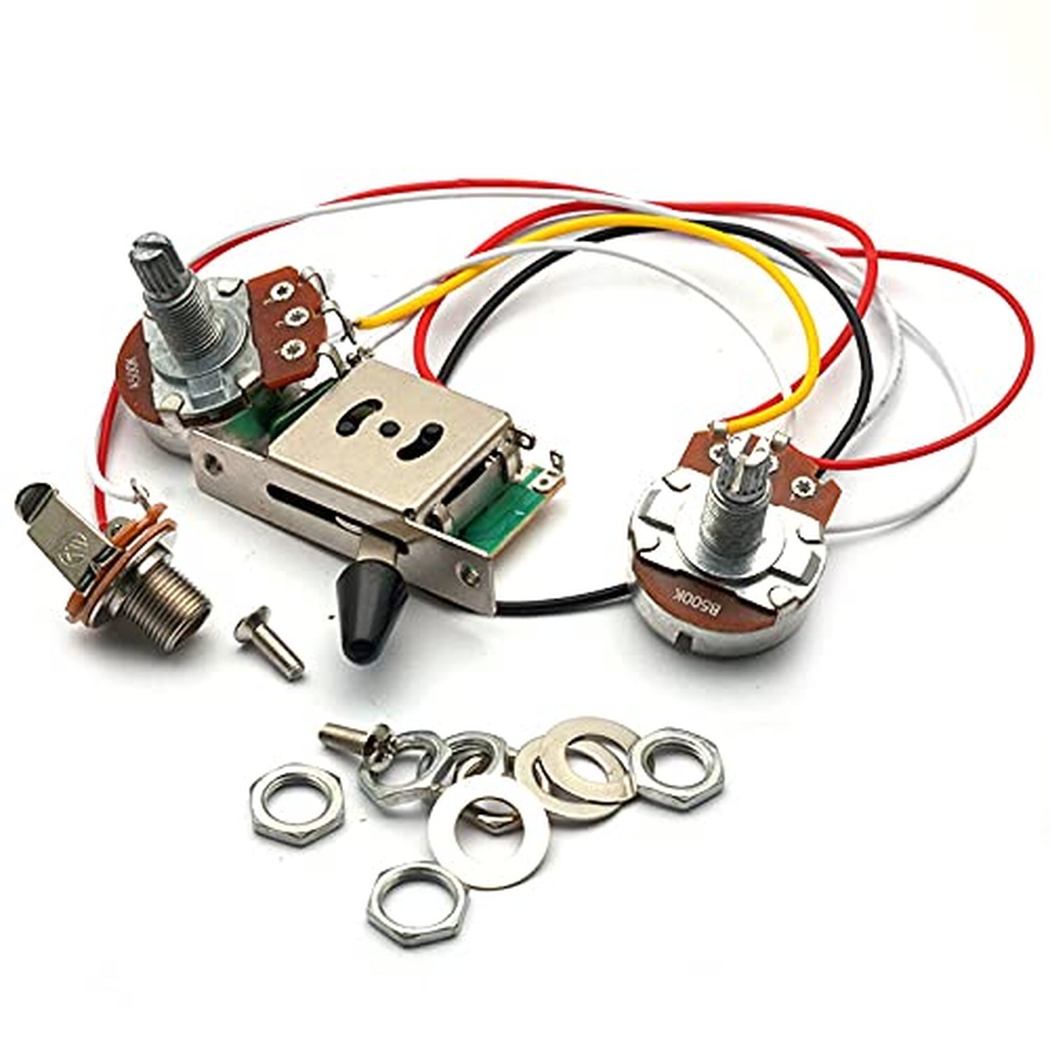 SAPHUE Electric Guitar Wiring Harness Prewired Kit A500k B500K 18mm Shaft Big…