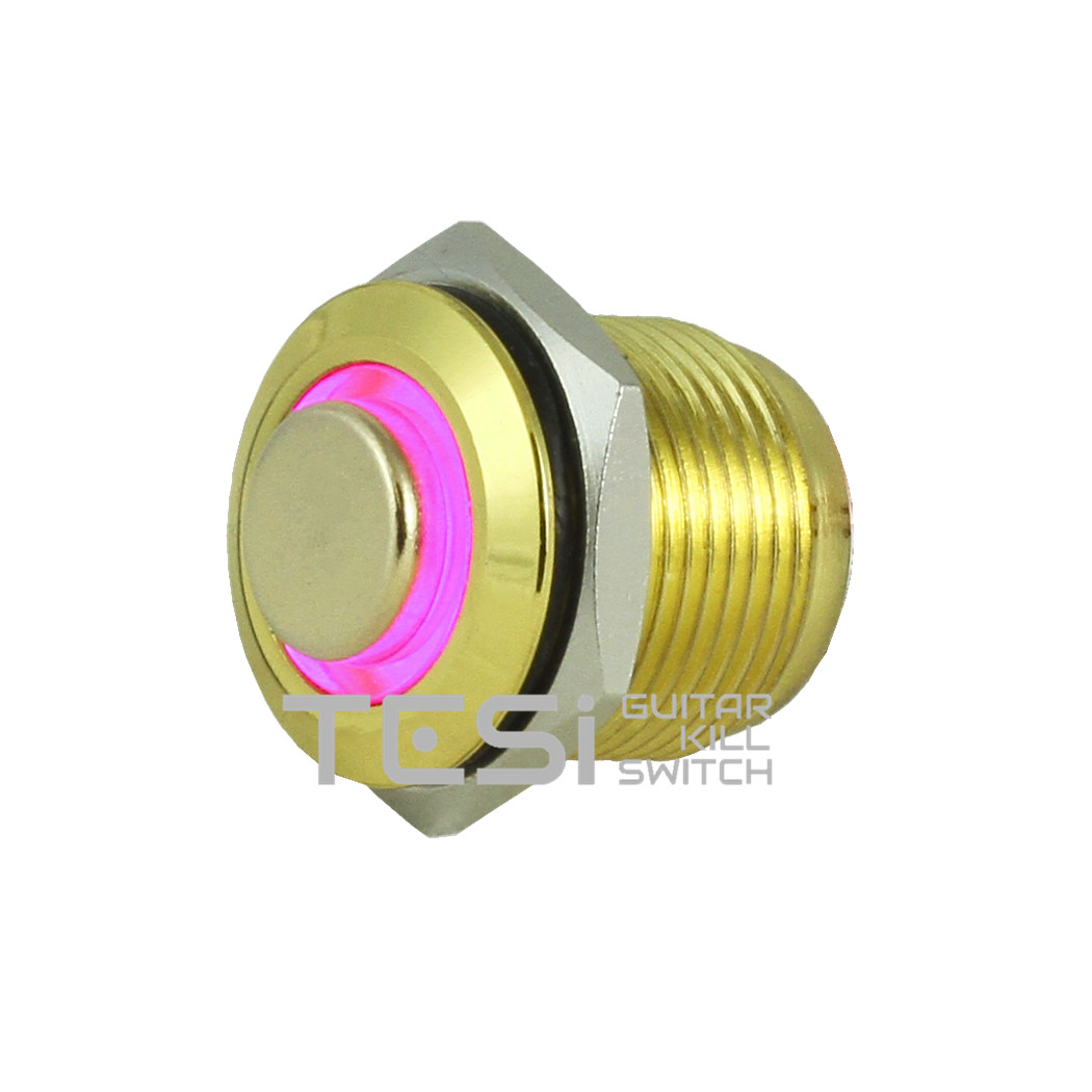Tesi FILO 16MM LED Momentary Push Button Guitar Kill Switch Gold/Purple
