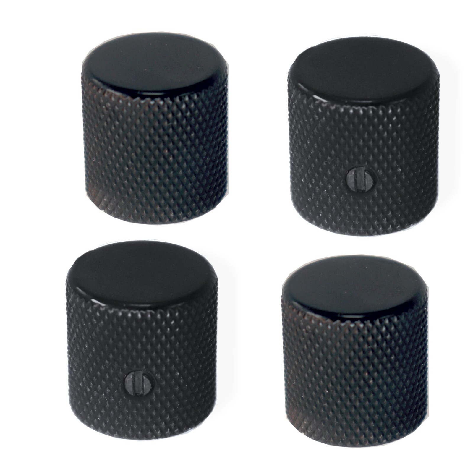 Knob Screw on 1/4 Black ultra knurled edge 4 Pack 0811278BK-4P