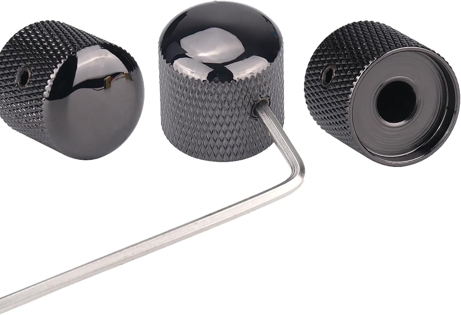 Gutahare-3Pcs Guitar Knobs Black Nickel Metal Volume Tone 6mm Dome Speed Control