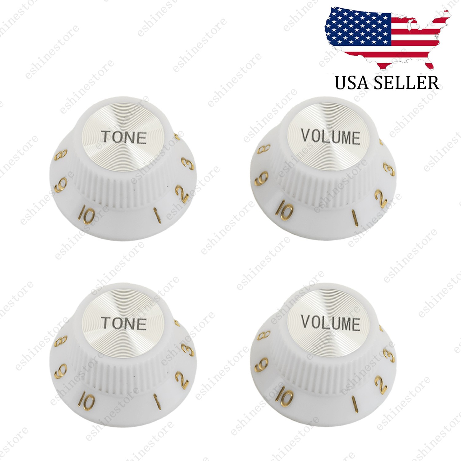 Electric Guitar Speed Control Knobs 2 Volume 2 Tone For Les Paul Guitar – White