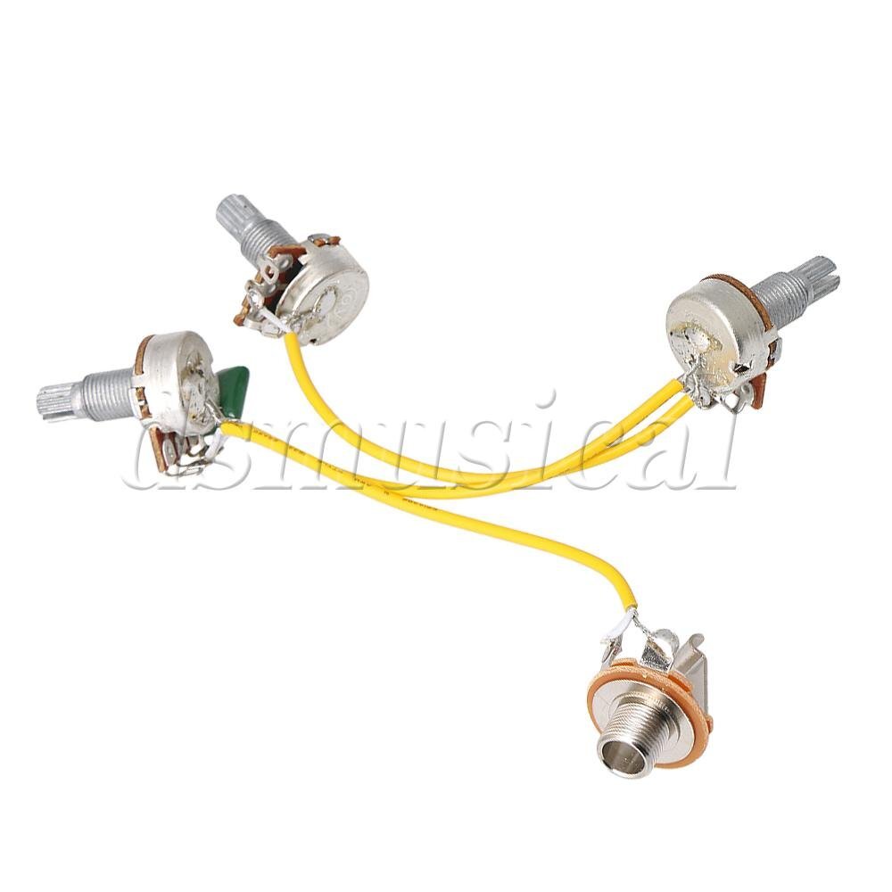 JB Bass Guitar Wiring Harness-Prewired 500k Pots .068uf 18mm Shafts