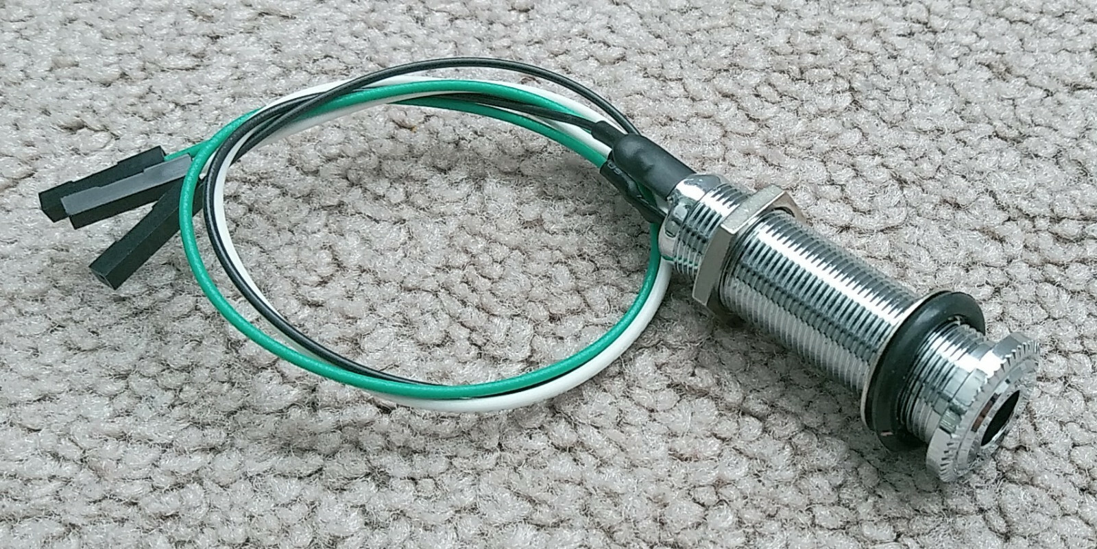 SOLDERLESS Wiring CHROME LONG BARREL PANEL JACK Green Wire 152B 151 for emg NEW