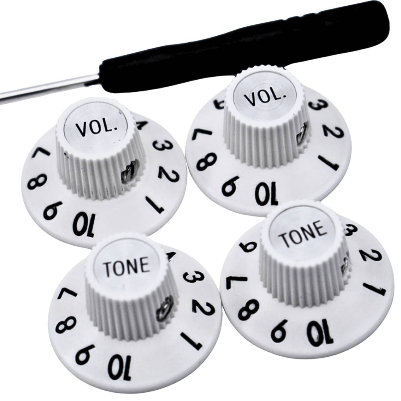 Vintage Guitar Witch Hat Knobs Fit 72 Telecaster/Tele Custom Volume & Tone White