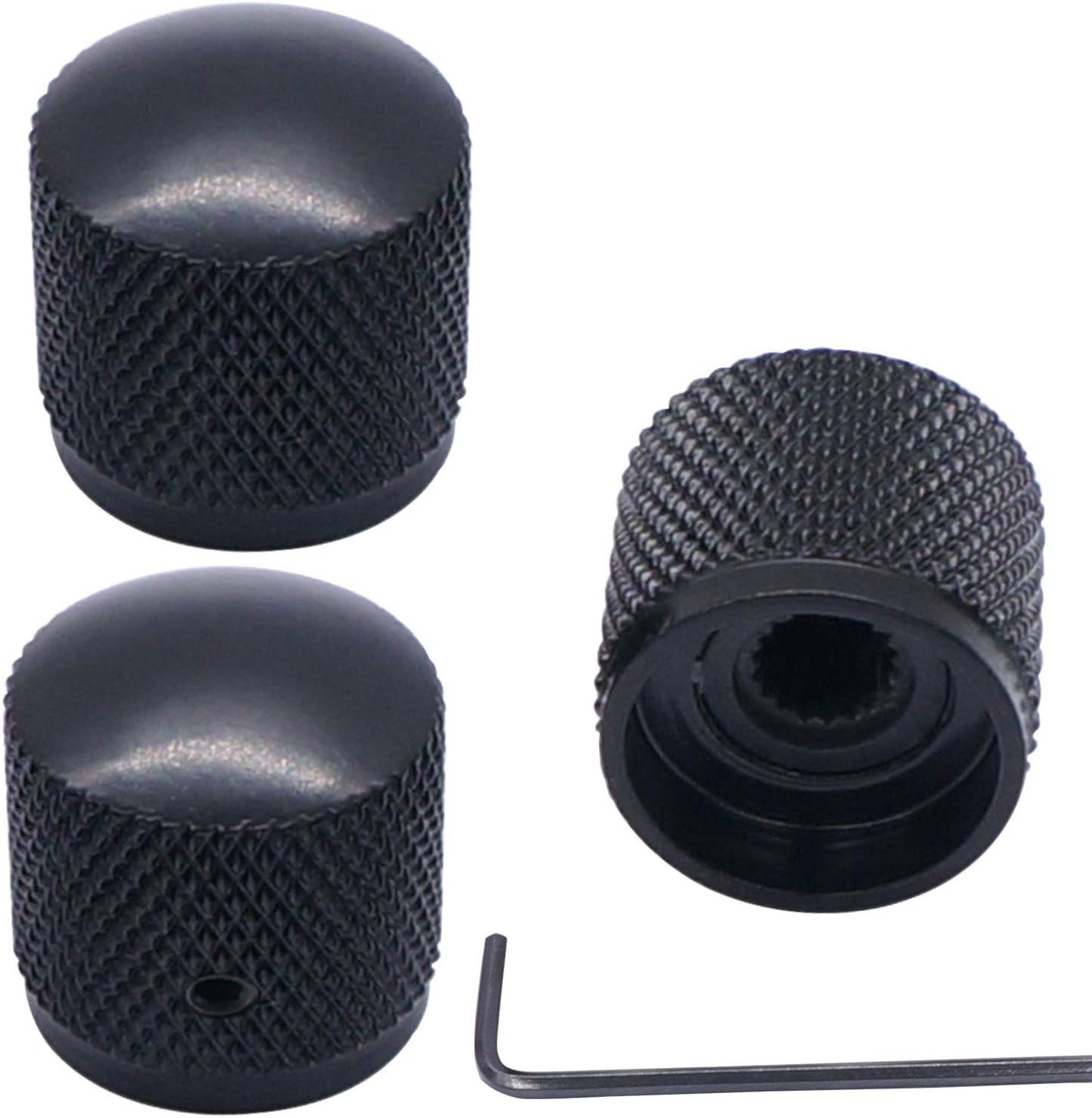 Taiss/3Pcs Black Metal Dome Knobs Electric Guitar Volume Tone Control Knobs, Met