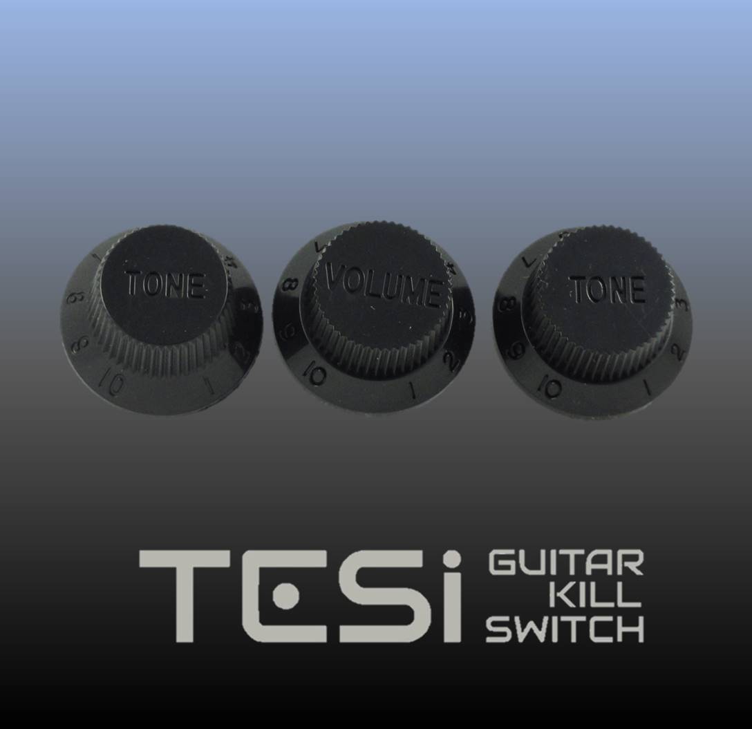 Tesi Stratocaster Knob Set – Black, No Ink – Stealth – None More Black