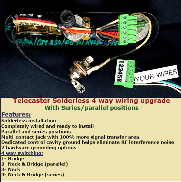 Telecaster SS Solderless 4-way Wiring Upgrade + Parallel/Series +K42-Y2 Tone Cap