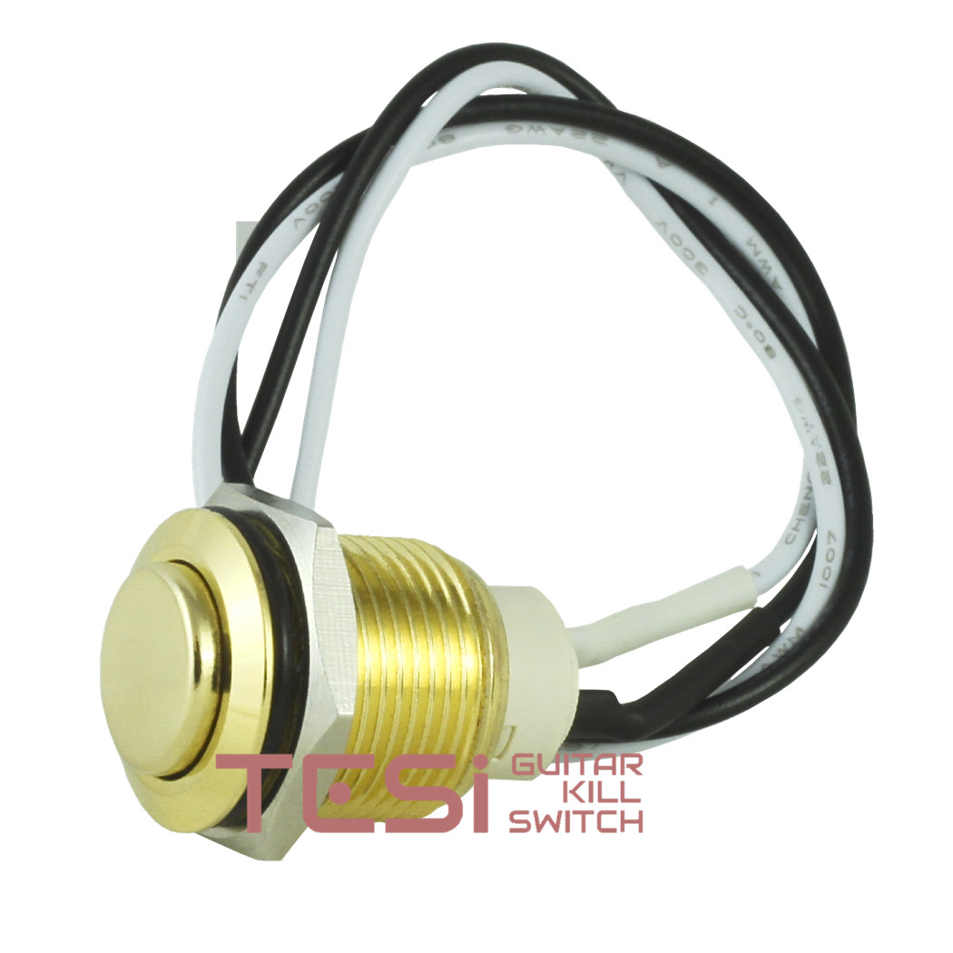 Tesi IDO L/XL 16MM Latching Push Button Metal Guitar Kill Switch Gold