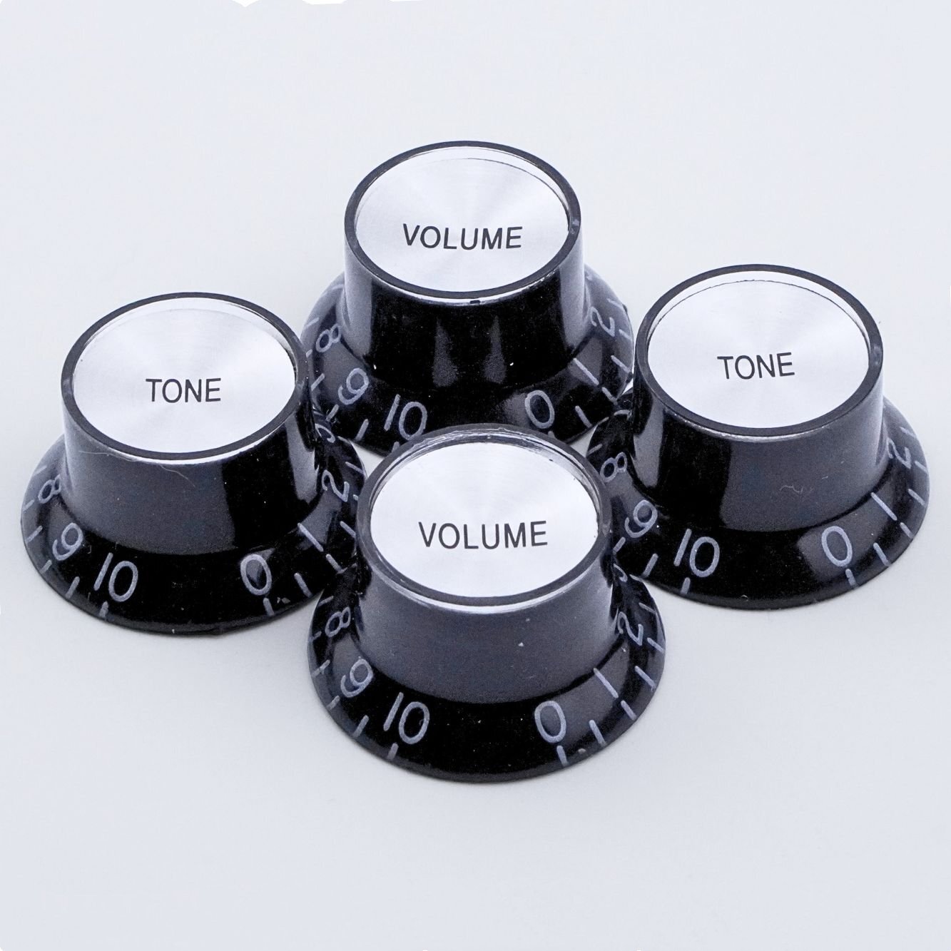 Top Hat Bell Reflector Knob Volume Tone for Gibson Epiphone LP SG-Black Silver