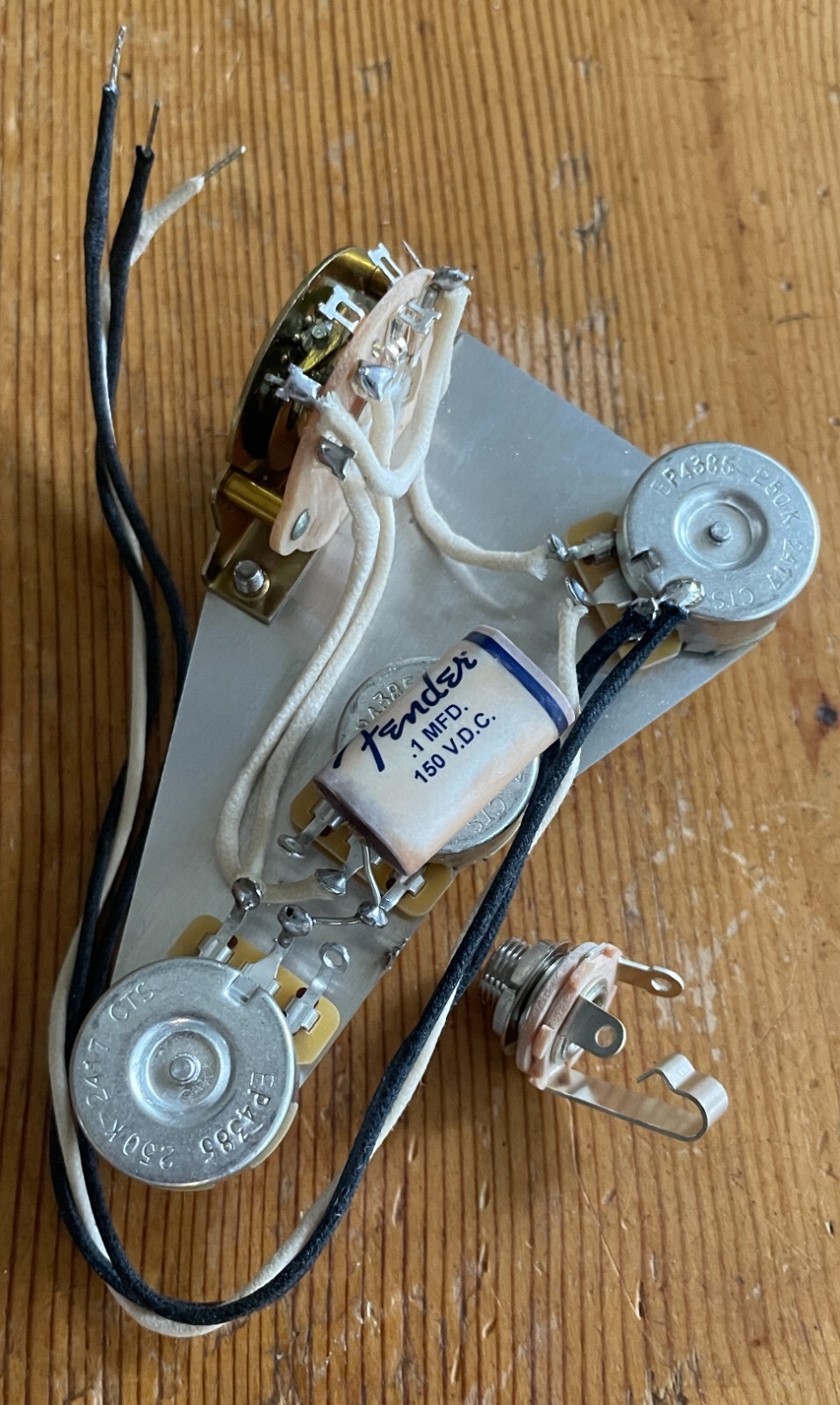 1959 Fender Stratocaster Wiring Harness 250k CTS .1mf White Phone Book Wax 3 Way
