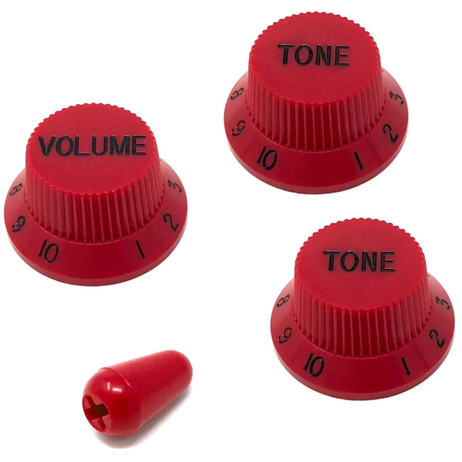 Red Guitar Control Knob Set for Fender Strat Style Guitars