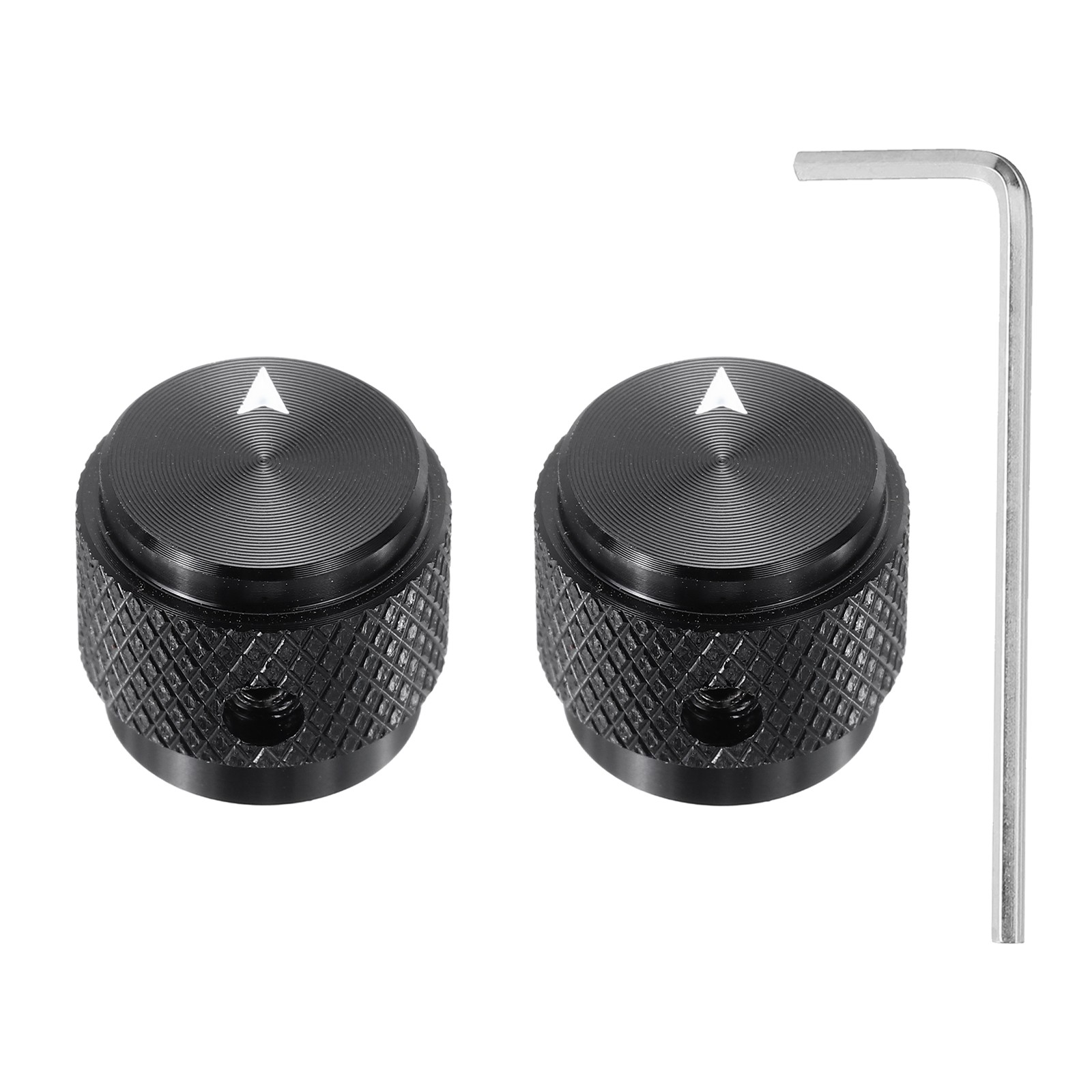 2 Pcs Aluminium Knobs, 6mm IDx15mm ODx13mm, Arrow Indicator, Black