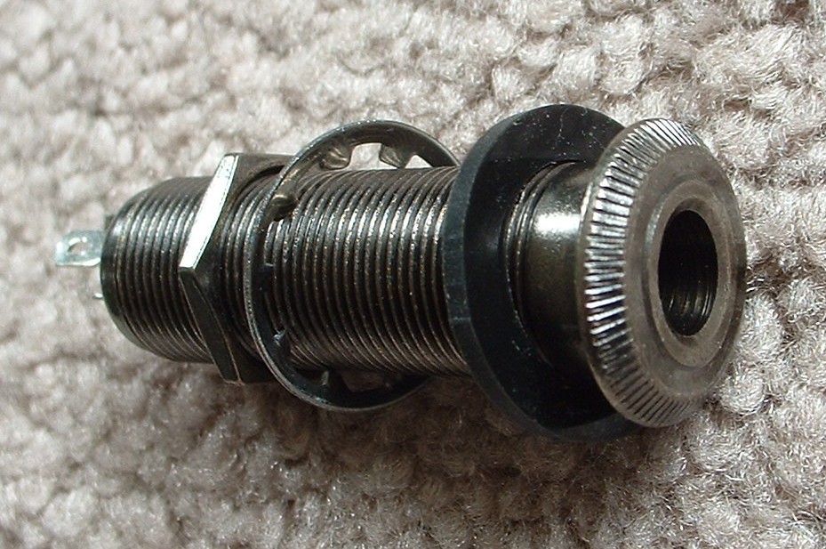 Long Barrel OUTPUT JACK *COSMO BLACK CHROME* Ibanez guitar bass stereo mono NEW*