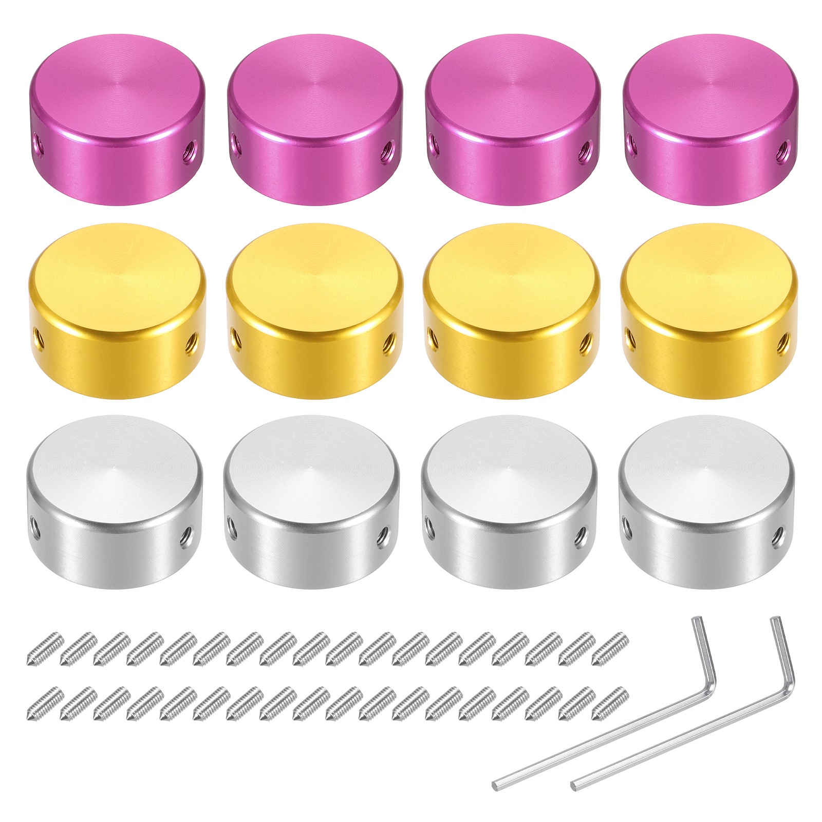 12 Pcs Footswitch Toppers Guitar Pedal Button Footswitch Cover Red Gold Silver