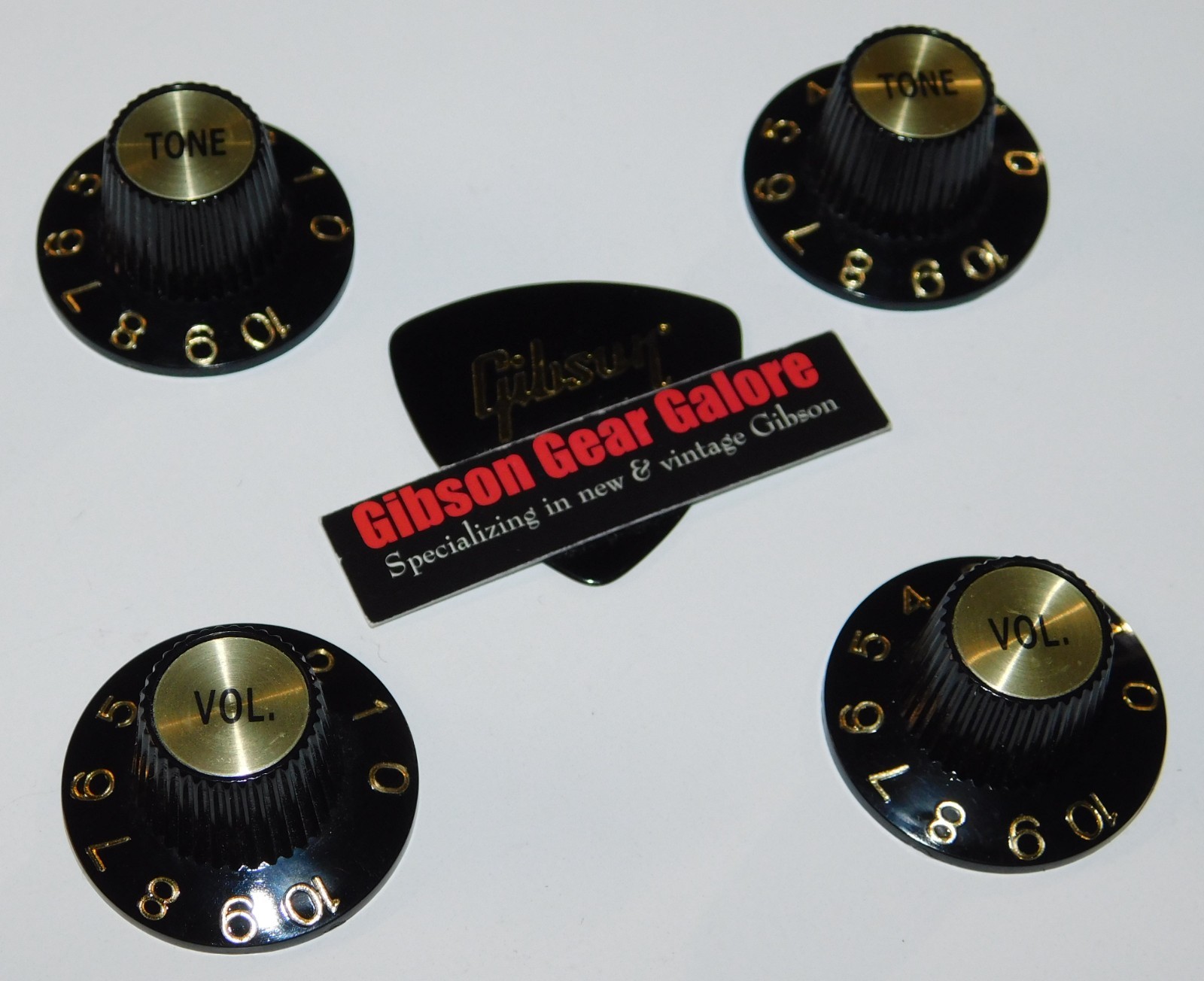 Gibson Les Paul Custom 70’s Witch Hat Knobs Black Gold SG Guitar Parts Project T