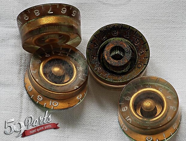 AGED GIBSON Les Paul SPEED KNOBS GOLD RELIC 59 PARTS US SIZE, SET of 4