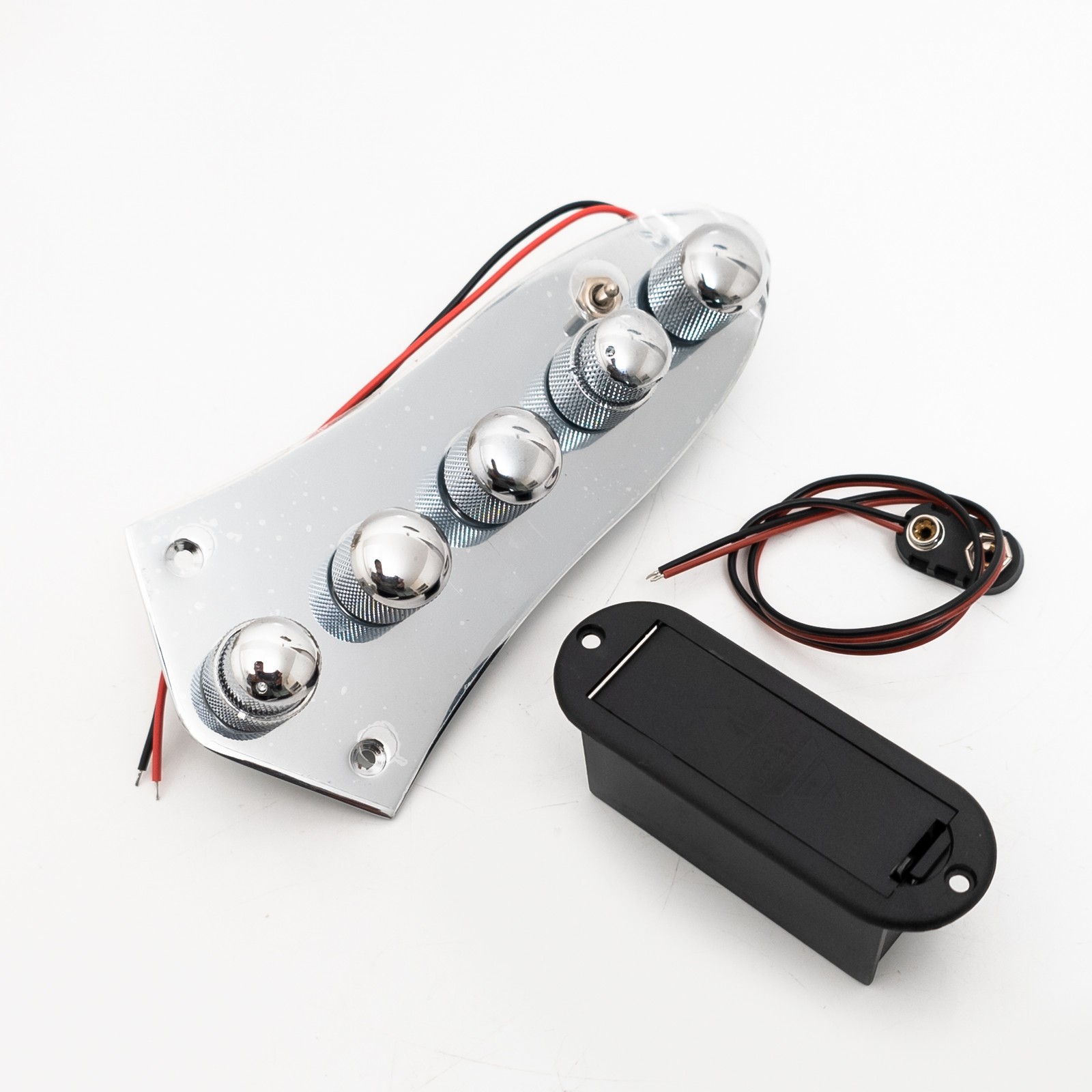 Active Bass Preamp Control Plate, 5-Knob Prewired Circuit with Toggle Switch