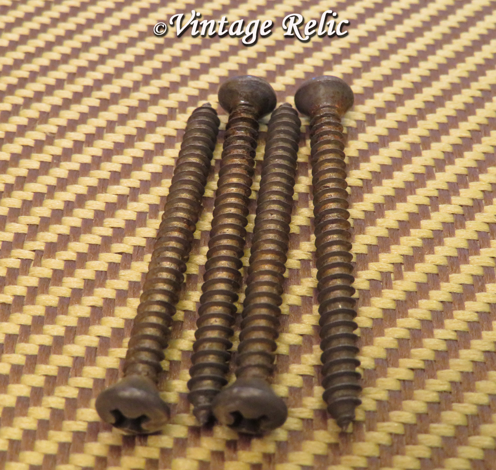 4 aged Neck Plate Screws RELIC fit Fender USA Stratocaster Telecaster Tele PBass