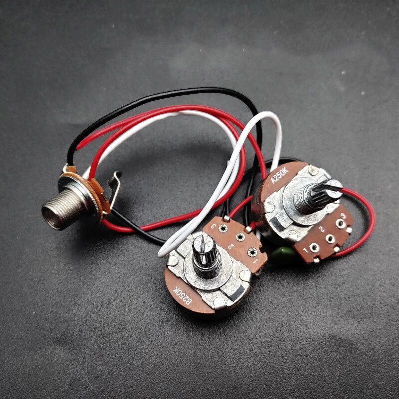 PB/JB Bass Harness Pre-Wired Kit Large 250K Pot 1/2 Volume 1 Tone Jack