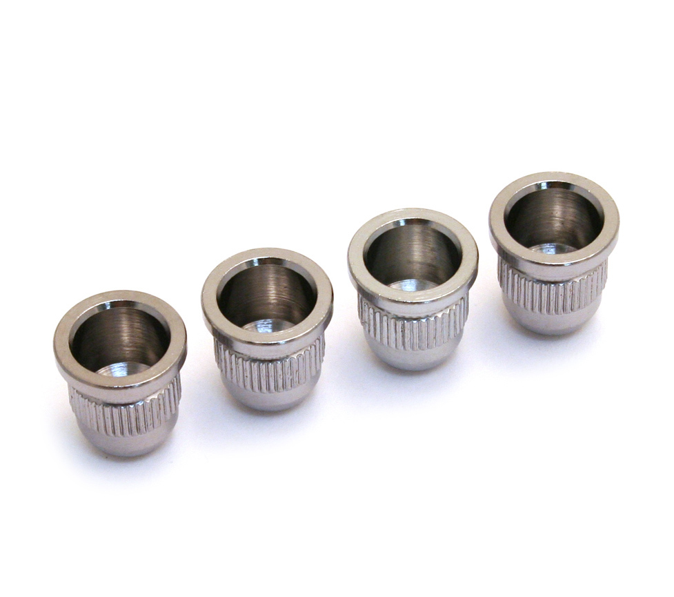 (4) Chrome Short Length 3/8″ Diameter Barrel Bass Body/String Ferrules BSF-S-C