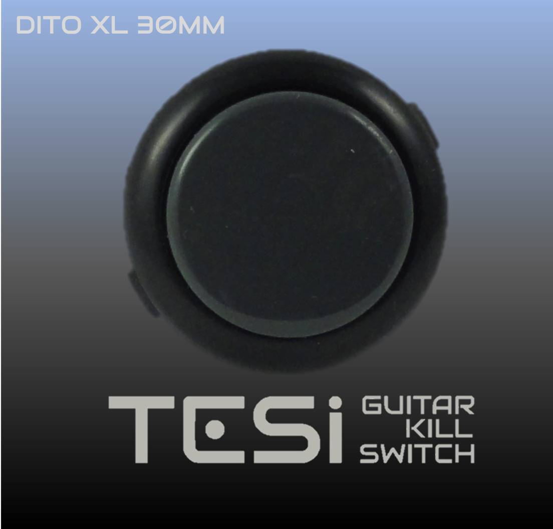 Tesi DITO XL Snap In 30MM Arcade Button Guitar Kill Switch – Black/Grey