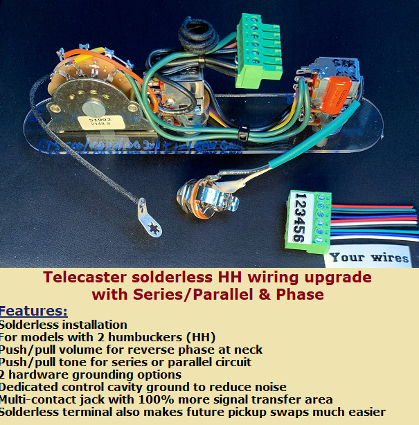 Fender Telecaster Solderless H-H Wiring Upgrade with Series/Parallel and Phase!