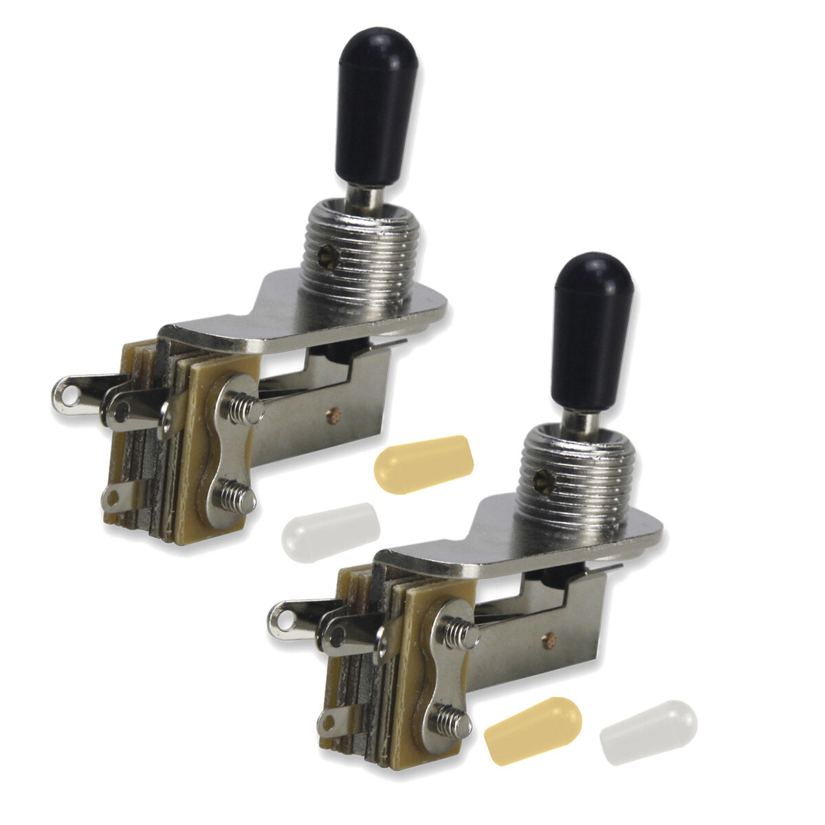 2PCS L-Type SG ES Guitar 3-Way Toggle Switch Right-Angle Nickel with Tip Caps