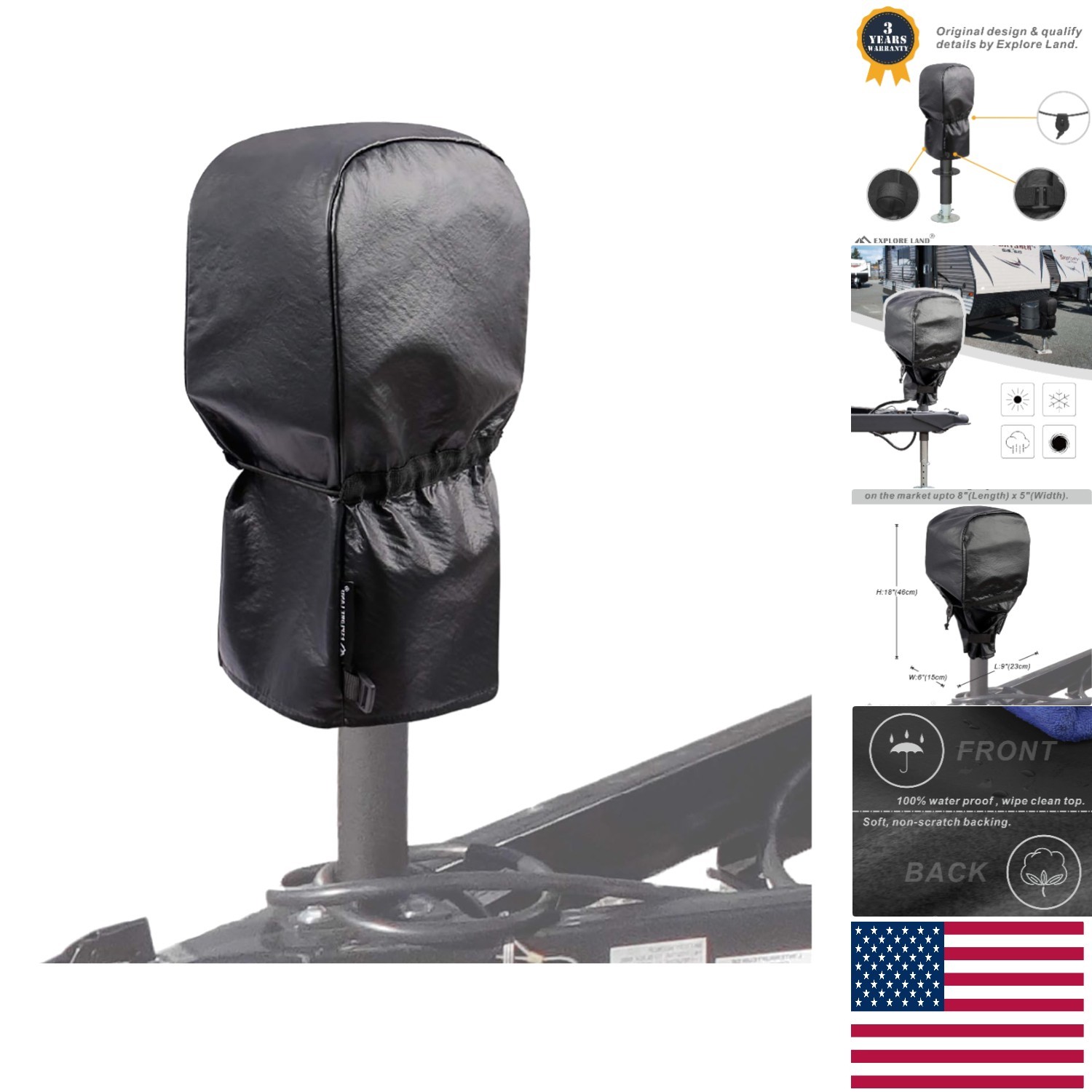 All-Season Electric Tongue Jack Protector Cover – UV & Water-Resistant, 9x4x18