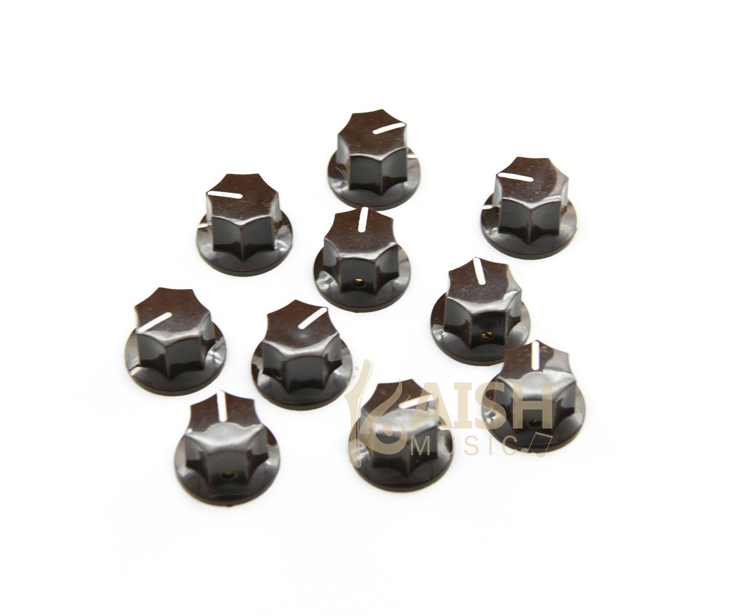 10x Brass Insert USA Size 1/4″ Large Jazz J Bass Knobs MXR Style Knob Brown