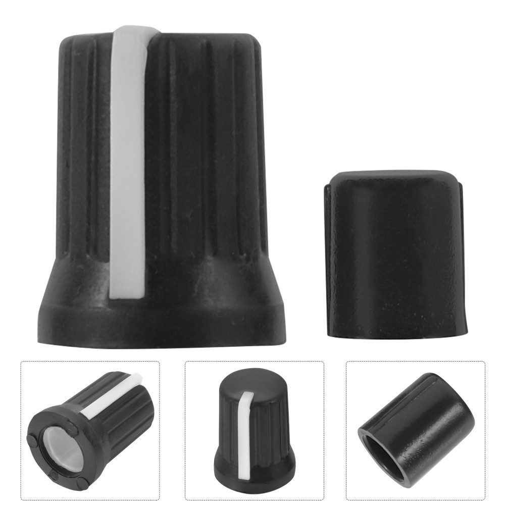 5Pcs Durable Potentiometer Volume Knobs Black Plastic for Instrument Use