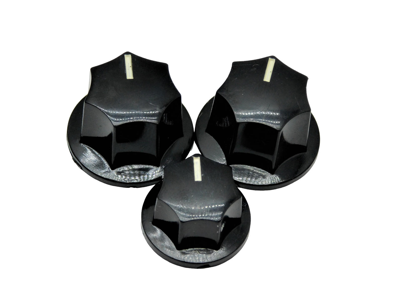 Black Jazz Bass Style Knobs set of 3 Push On Type for CTS spl;it shaft