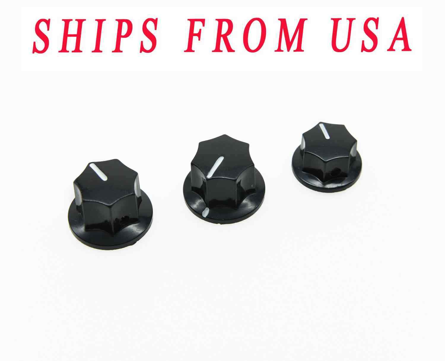 3-Pack USA Spec Jazz Bass Knobs 1/4″ J Bass Large with Small Knob Set Black
