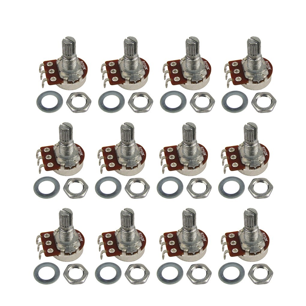 FLEOR 12Ppcs 15mm B250K Guitar Mini Audio Potentiometers Pots Short Split