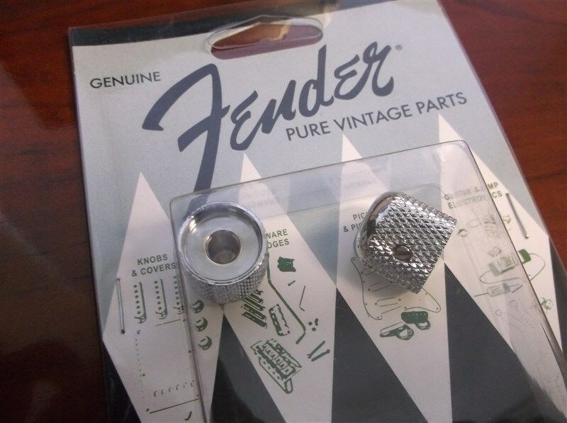 NEW – Genuine Fender ’52 American Vintage Tele Knobs (2) – CHROME, 009-4040-049