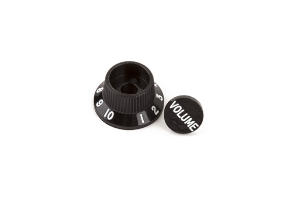 Genuine Fender Stratocaster Push-on S-1 Switch Volume Knob+Cap Assembly, BLACK